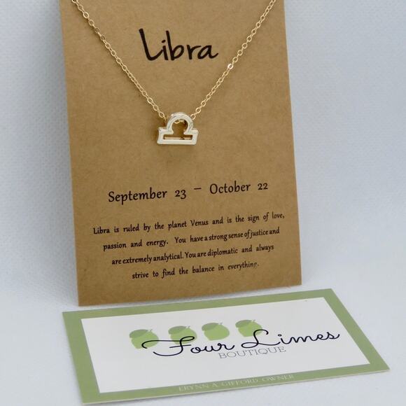 Libra Gold Pendant Necklace - Picture 3 of 7